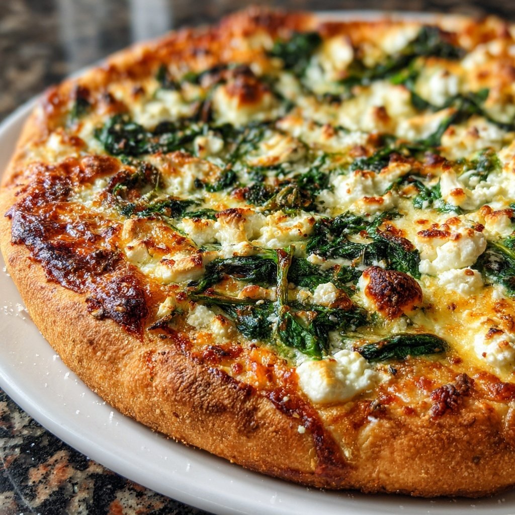 Pizza mit Spinat und Feta