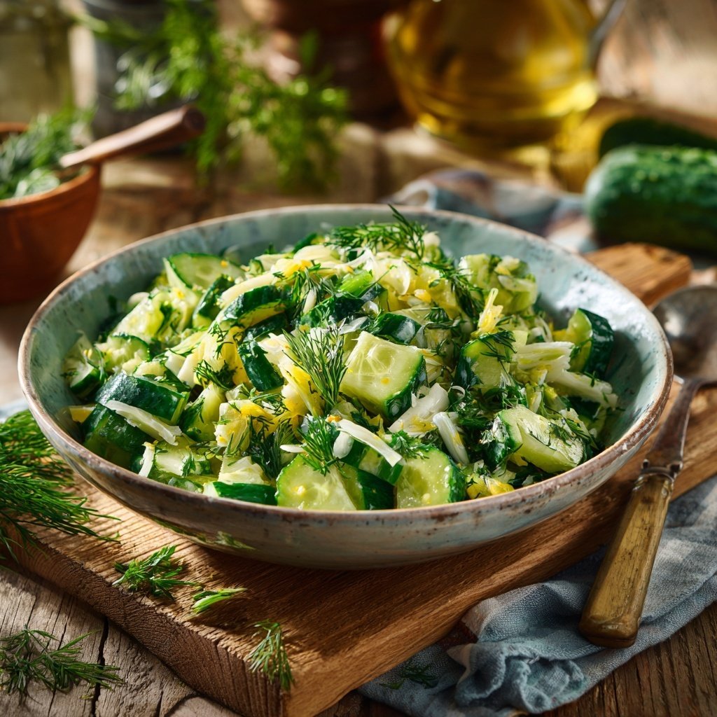 Salat Zum Grillen Mit Gurke Und Dill