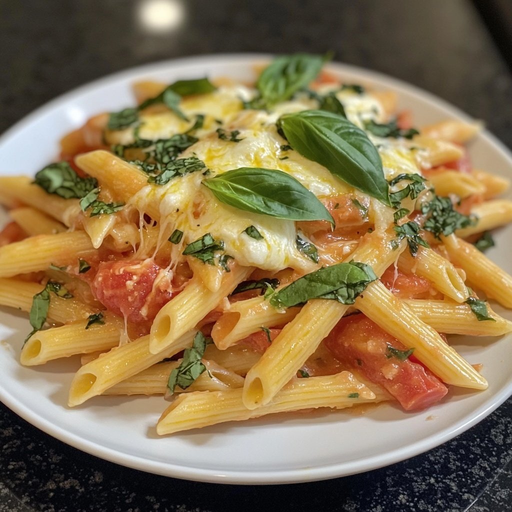 Penne mit Tomaten und Mozzarella