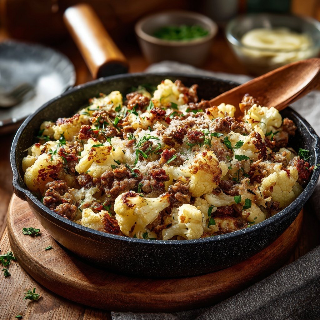 Blumenkohl Hack Pfanne Low Carb