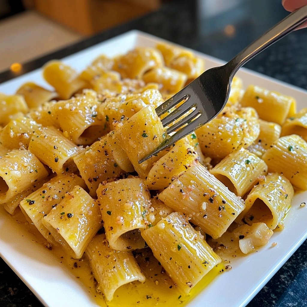 Rigatoni mit Olivenöl und Knoblauch