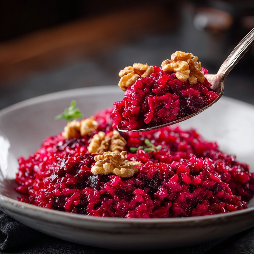 Rote-Bete-Risotto mit Walnüssen