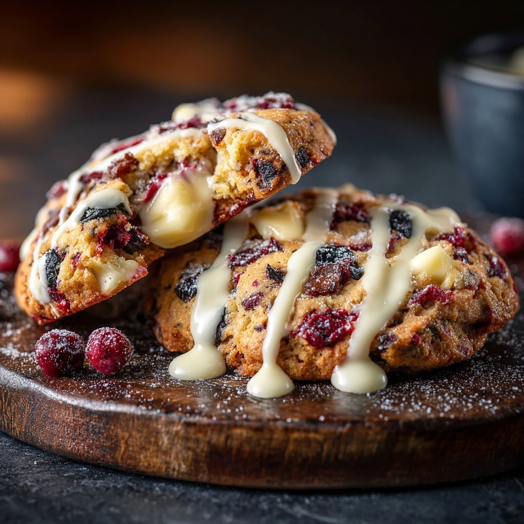 Cookies mit weißer Schokolade und Beeren
