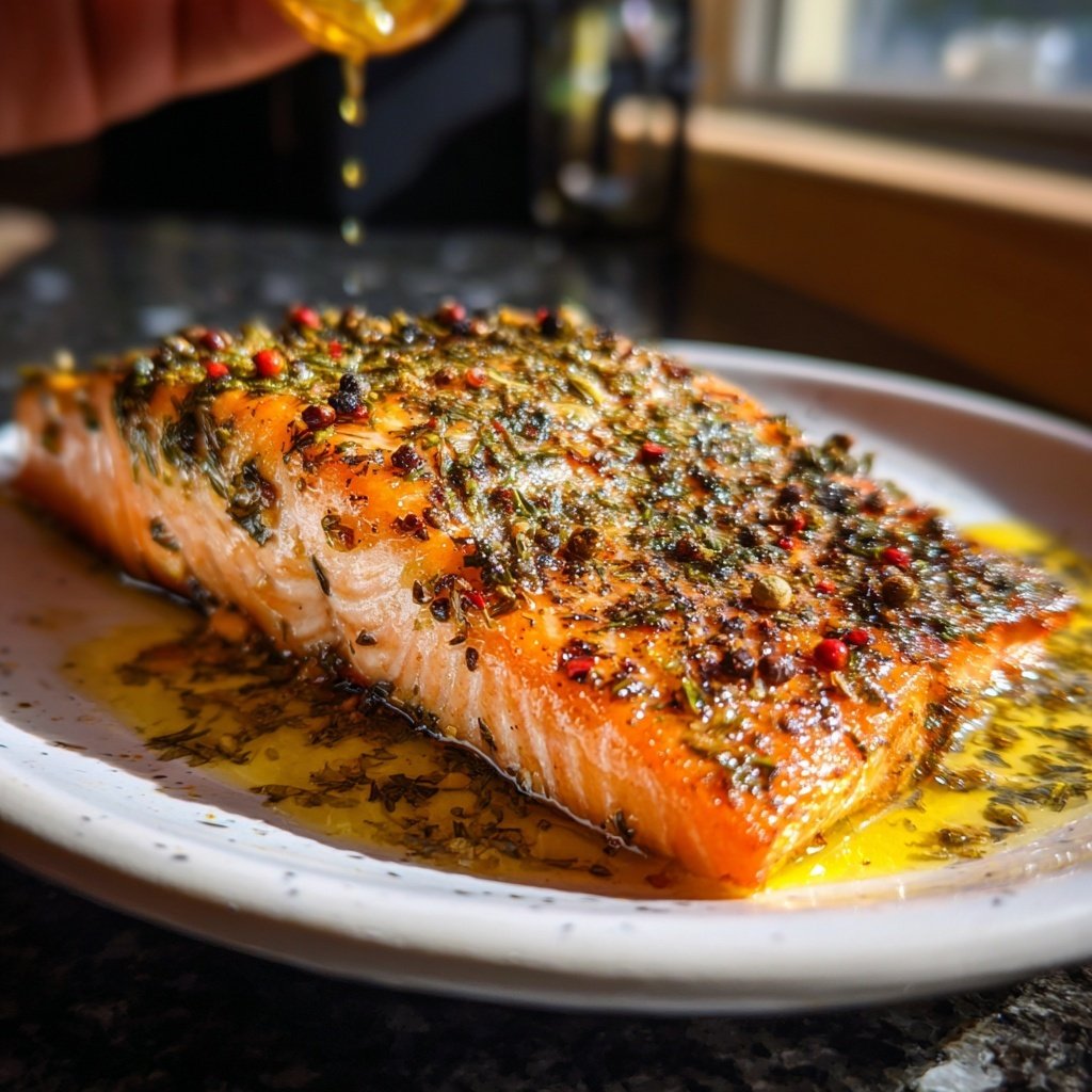 Lachs mit Rosenpfeffer und Butter