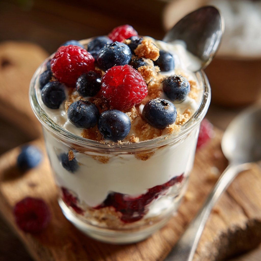 Frühstück im Glas mit Skyr und Beeren