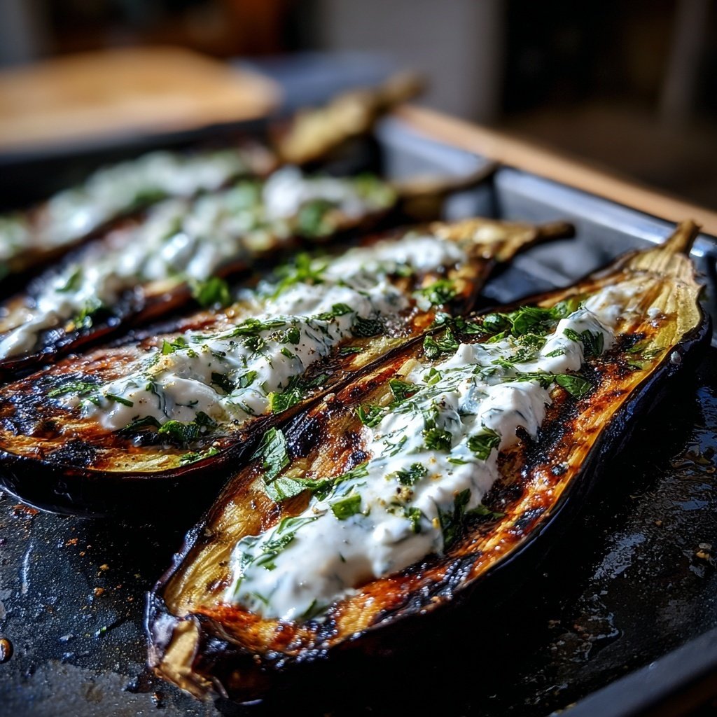 Gegrillte Auberginen Mit Kräuterquark