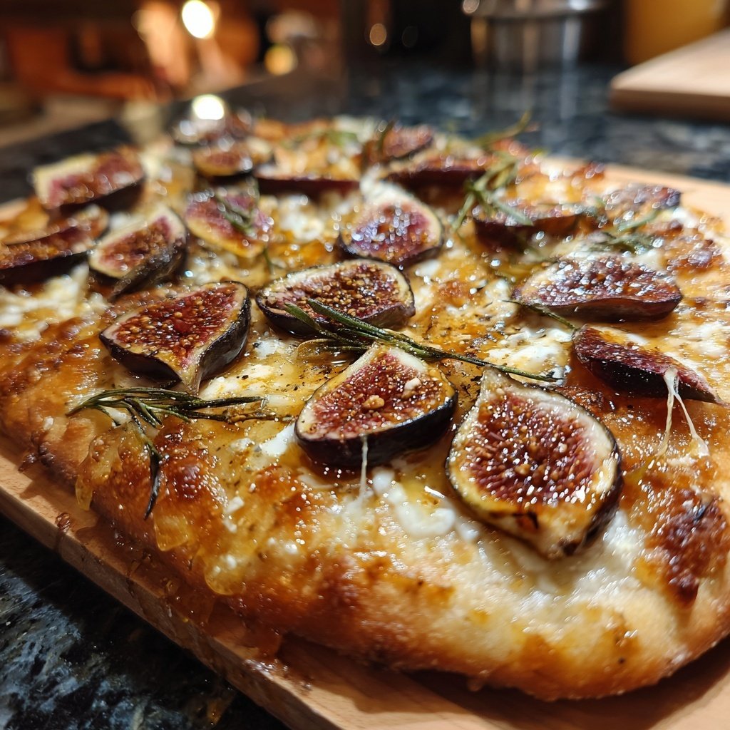 Pizza mit Feigen, Honig und Rosmarin