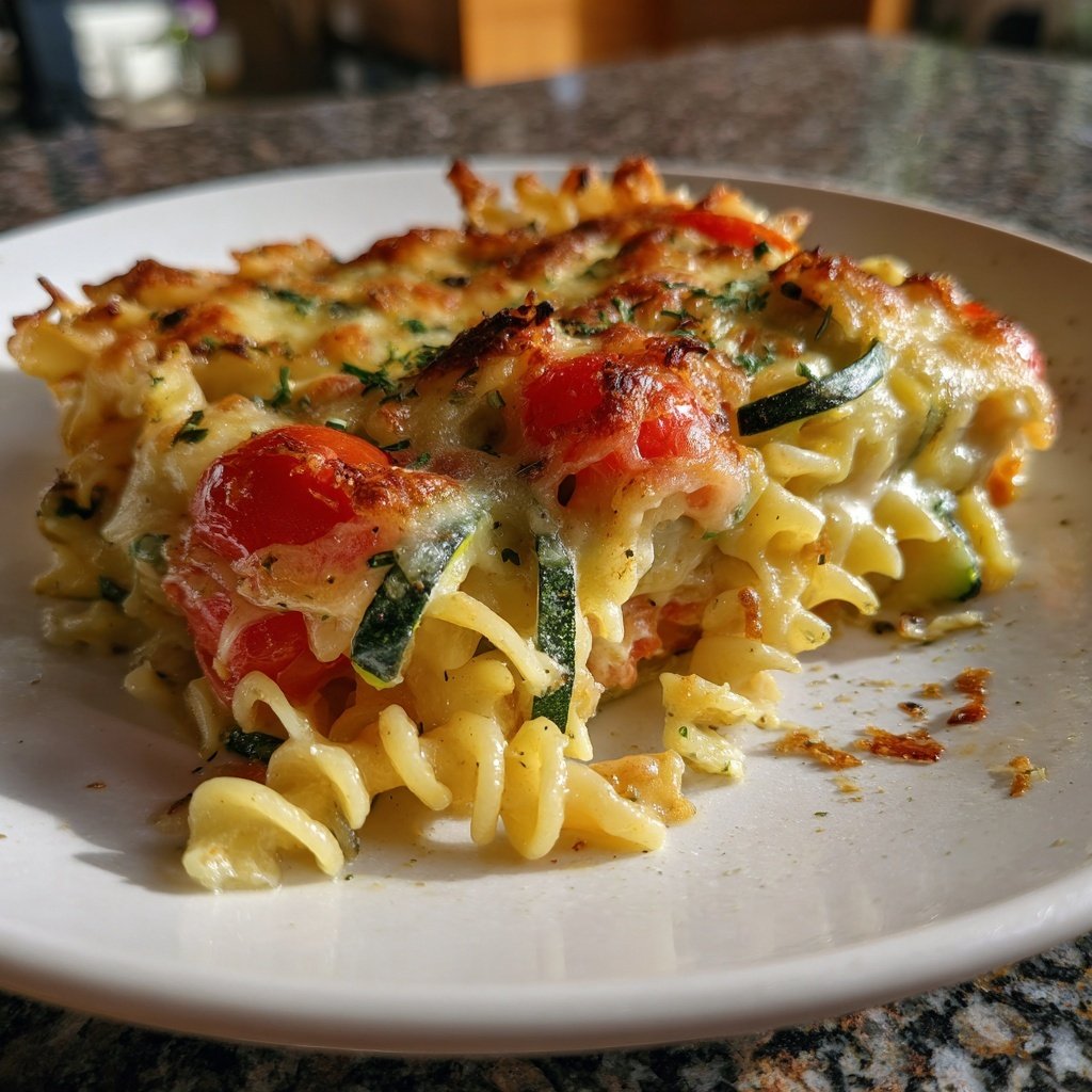 Nudelauflauf mit Zucchini und Tomaten